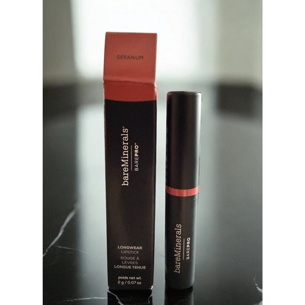 BAREMINERALS Barepro Longwear Lipstick .07 oz / 2 g GERANIUM ~ NEW IN BOX
